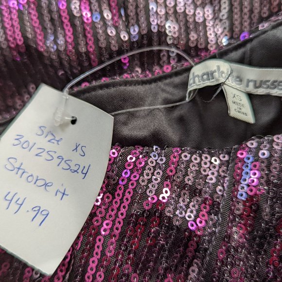 Off-Shoulder Sequin Dress: Strobe It by Charlotte Russe - Picture 3 of 8